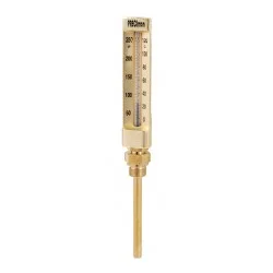 Thermomètre droit de 0/+120°C plongeur 63mm hauteur 150mm