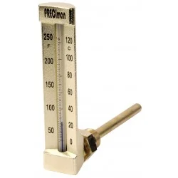 Thermomètre indus. équerre de -30/+50°C plongeur 63mm 200mm