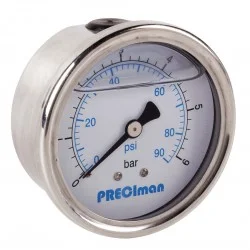 Manomètre glycérine inox axial D63 0/4bar G1/4'