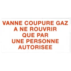 Etiquette VANNE COUPURE GAZ