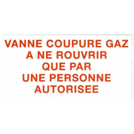 Etiquette VANNE COUPURE GAZ