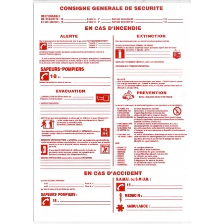 Etiquette : Consigne Sécurité Incendie Chaufferie