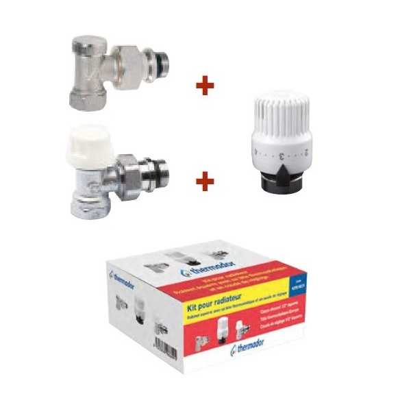 Kit droit trois pièces pour radiateur 1/2"