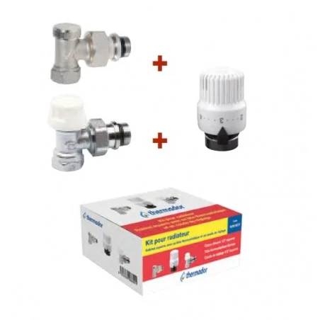 Kit droit trois pièces pour radiateur 1/2"