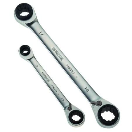 Jeu de 2 cles a cliquet 4 en 1 en etui - 310330